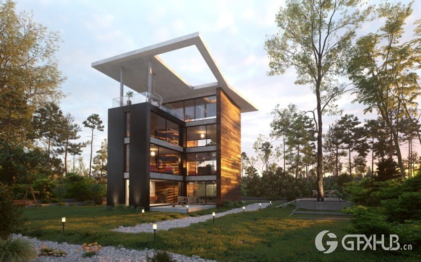 10个现代别墅会所外部3D模型场景 Evermotion - Archexteriors vol.34