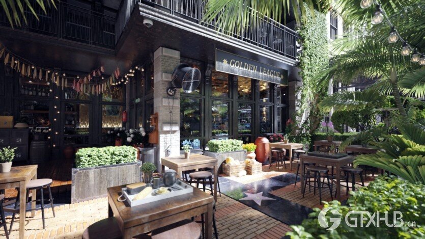 10个餐厅和咖啡馆外部3D模型场景 Evermotion - Archexteriors vol.36