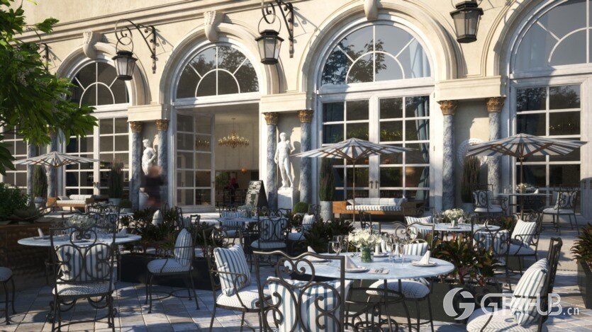 10个餐厅和咖啡馆外部3D模型场景 Evermotion - Archexteriors vol.36