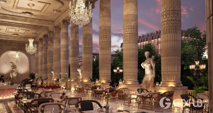 10个餐厅和咖啡馆外部3D模型场景 Evermotion - Archexteriors vol.36