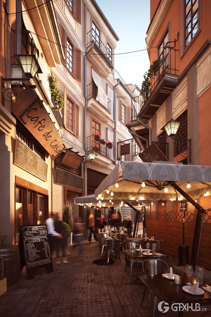 10个餐厅和咖啡馆外部3D模型场景 Evermotion - Archexteriors vol.36