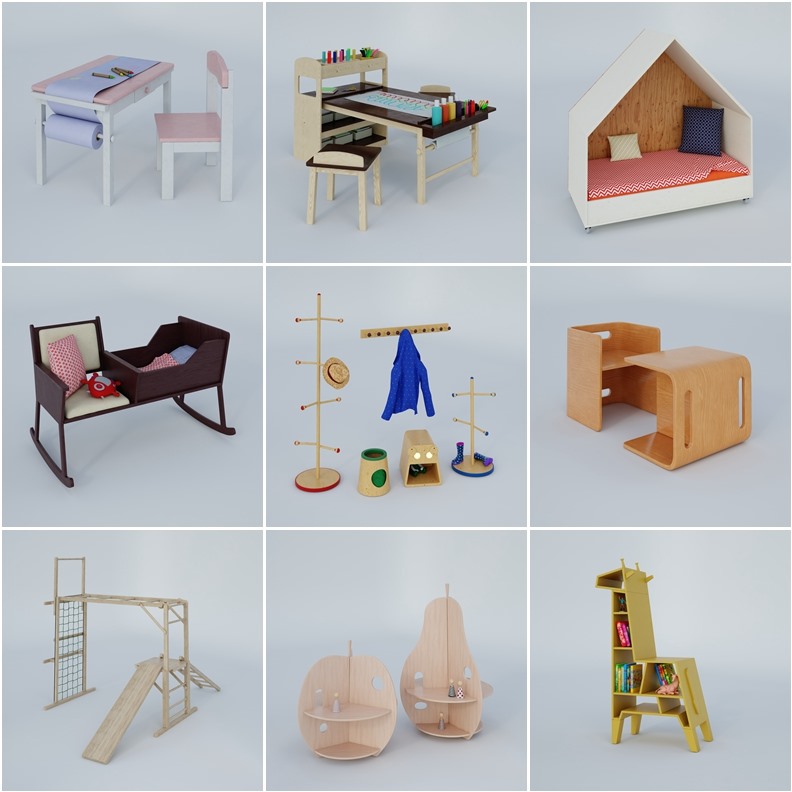 44个儿童房和游乐场设备3D模型 Evermotion – Archmodels Vol. 244