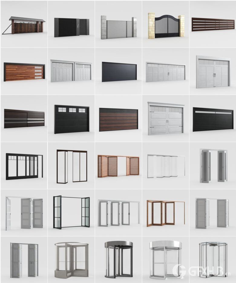 126个现代门、大门、栅栏车库门3D模型 Evermotion – Archinteriors Vol. 243