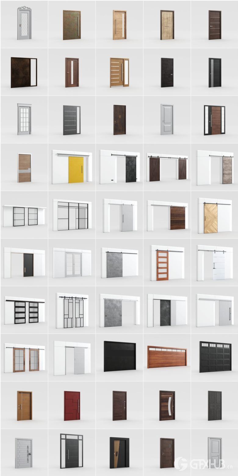 126个现代门、大门、栅栏车库门3D模型 Evermotion – Archinteriors Vol. 243