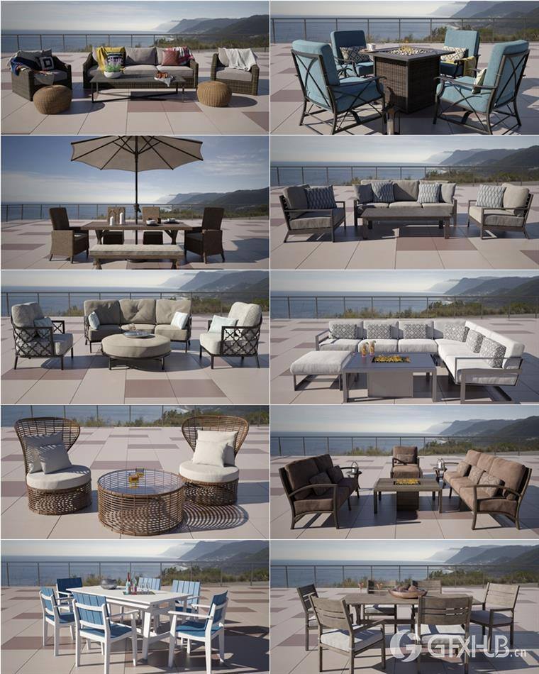 36套专业高质量户外家具套装3d模型 Evermotion – Archmodels vol.256