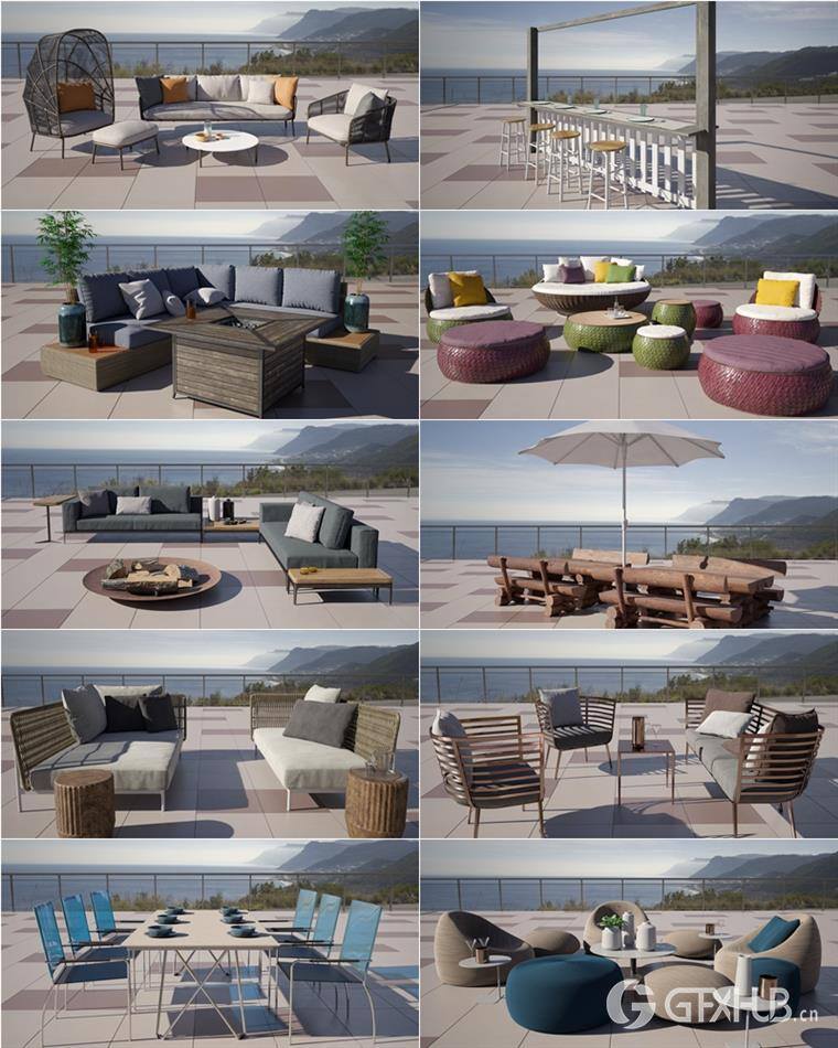 36套专业高质量户外家具套装3d模型 Evermotion – Archmodels vol.256