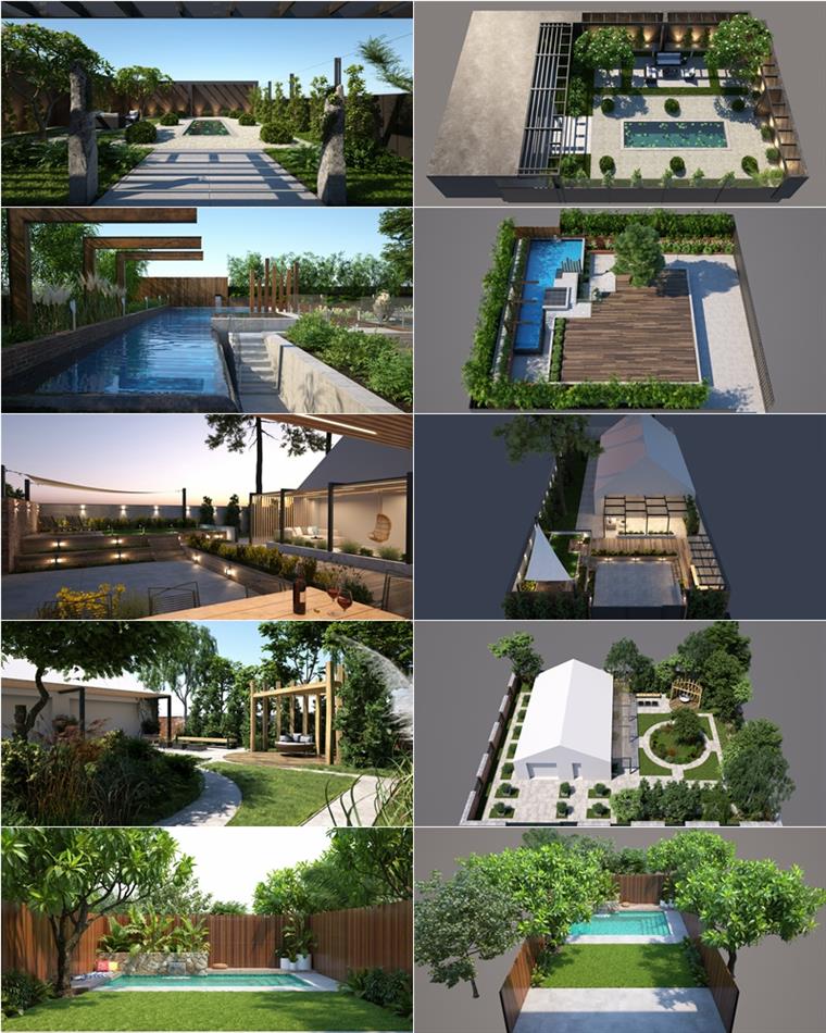 20套现代花园景观庭院3d模型 Evermotion – Archmodels vol.248
