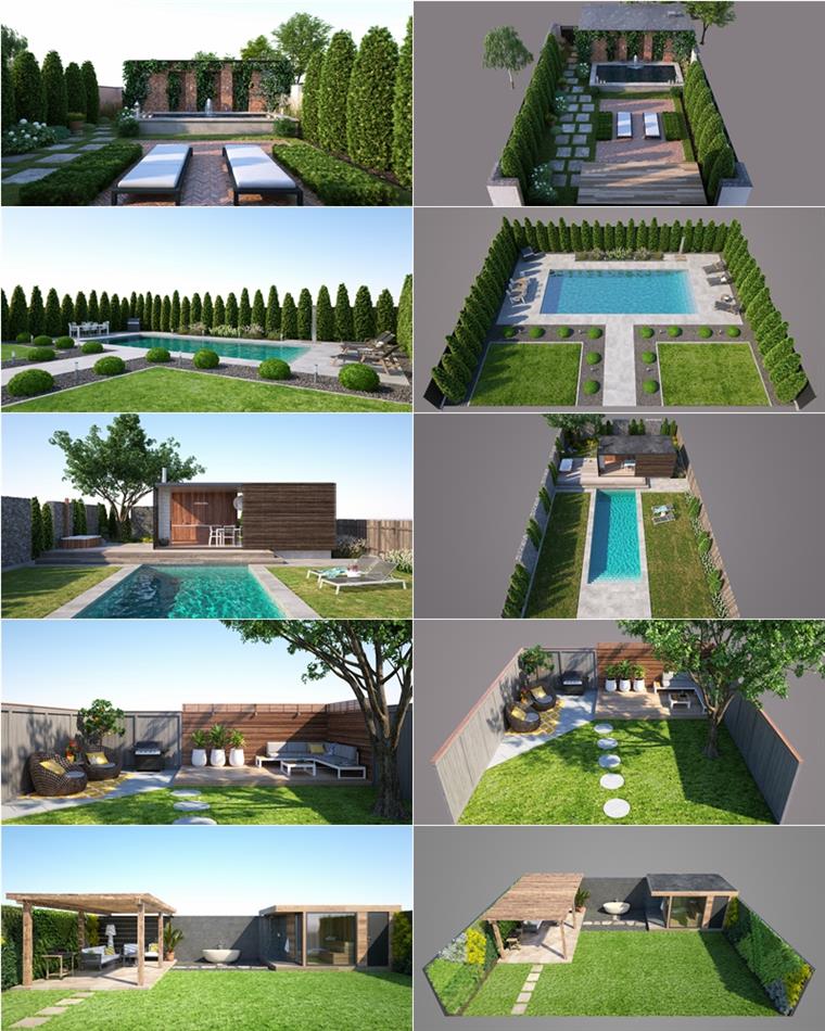 20套现代花园景观庭院3d模型 Evermotion – Archmodels vol.248