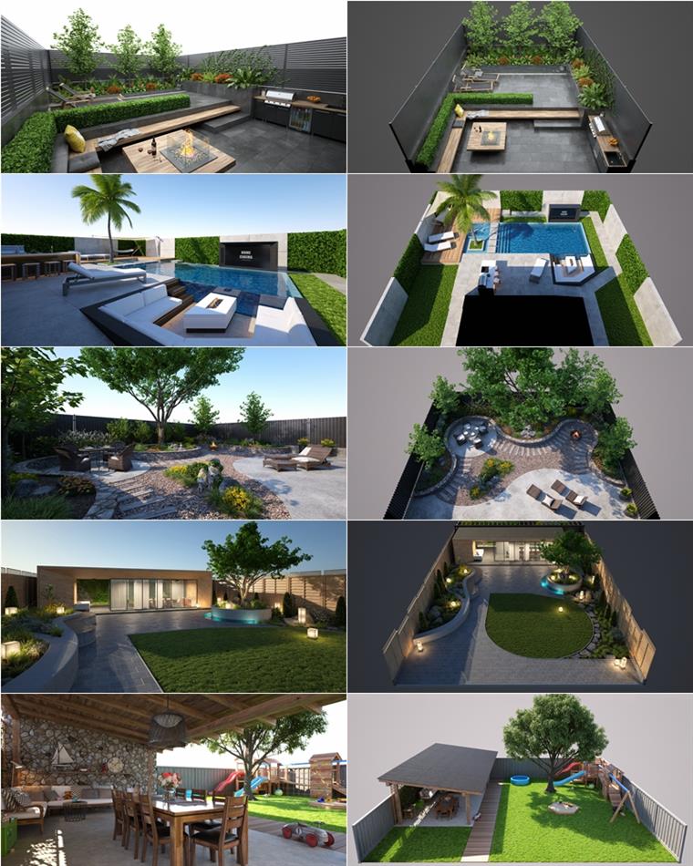 20套现代花园景观庭院3d模型 Evermotion – Archmodels vol.248