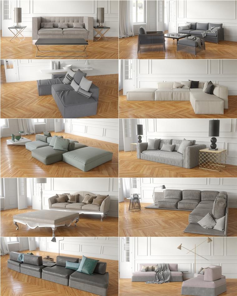 20个专业高度详细软垫沙发3D模型 Evermotion – Archmodels Vol.167