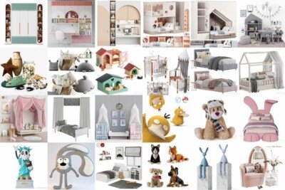 3DSky Pro 84套儿童家具玩具3D模型合集