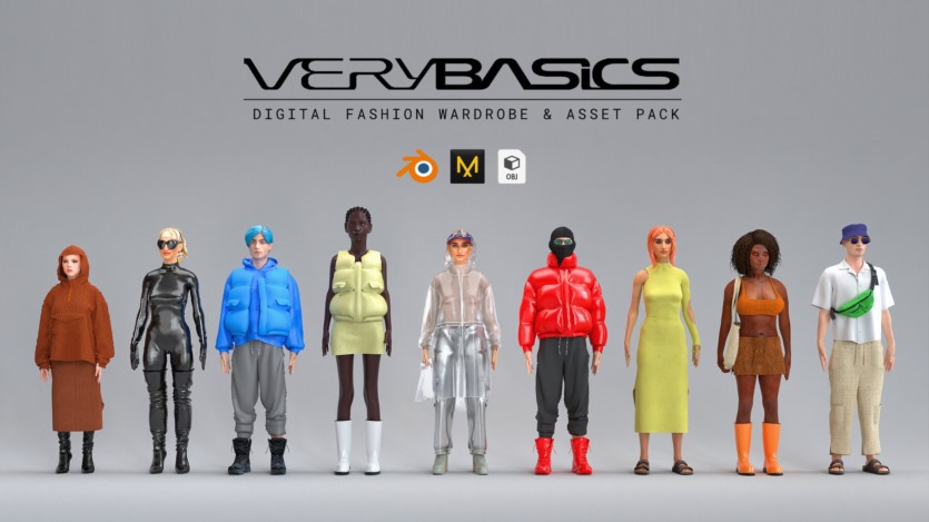 150种服装鞋类3D模型和材质资源包 Digital Fashion VERYBASICS - VirtualWardrobe & Asset Pack