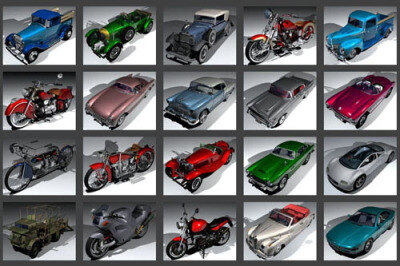 83个老式汽车和摩托车C4D模型 Vintage Modern Cars And Bikes for C4D