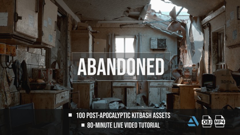 100组废墟垃圾家具物品3D模型 Artstation – Post-Apocalyptic Kitbash Set & Tutorial