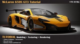 3Ds Max赛车建模贴图渲染教程 FlippedNormals – 3ds Max McLaren Car Modeling, Texturing, rendering Tutorial