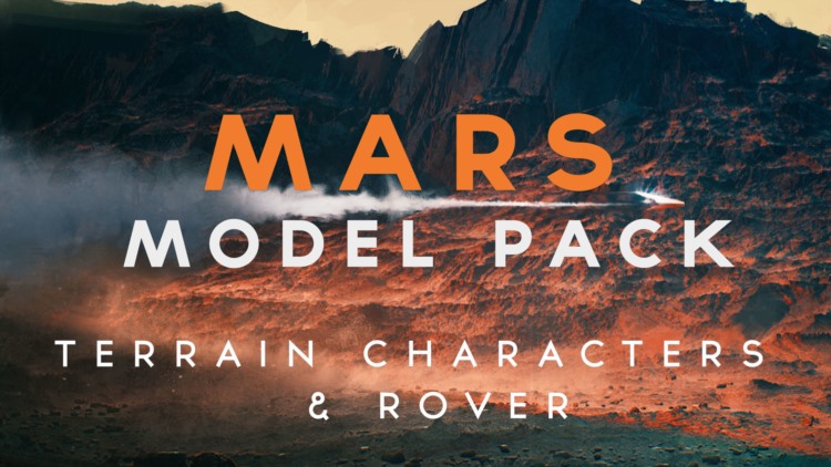 火星表面地形宇航员3D模型 ArtStation - Mars - Model Pack - 8k 32Bit Terrain + 7 Posed Characters + Rover