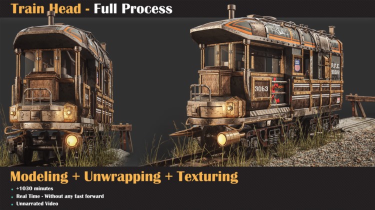 3Ds Max+Substance老旧会火车头建模贴图教程 Artstation – Train Head – Full Tutorial