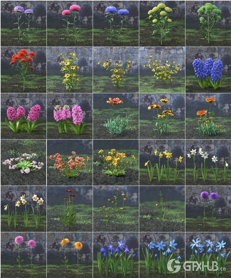 60个专业高品质花园花卉3D模型 Evermotion - Archmodels Vol.214