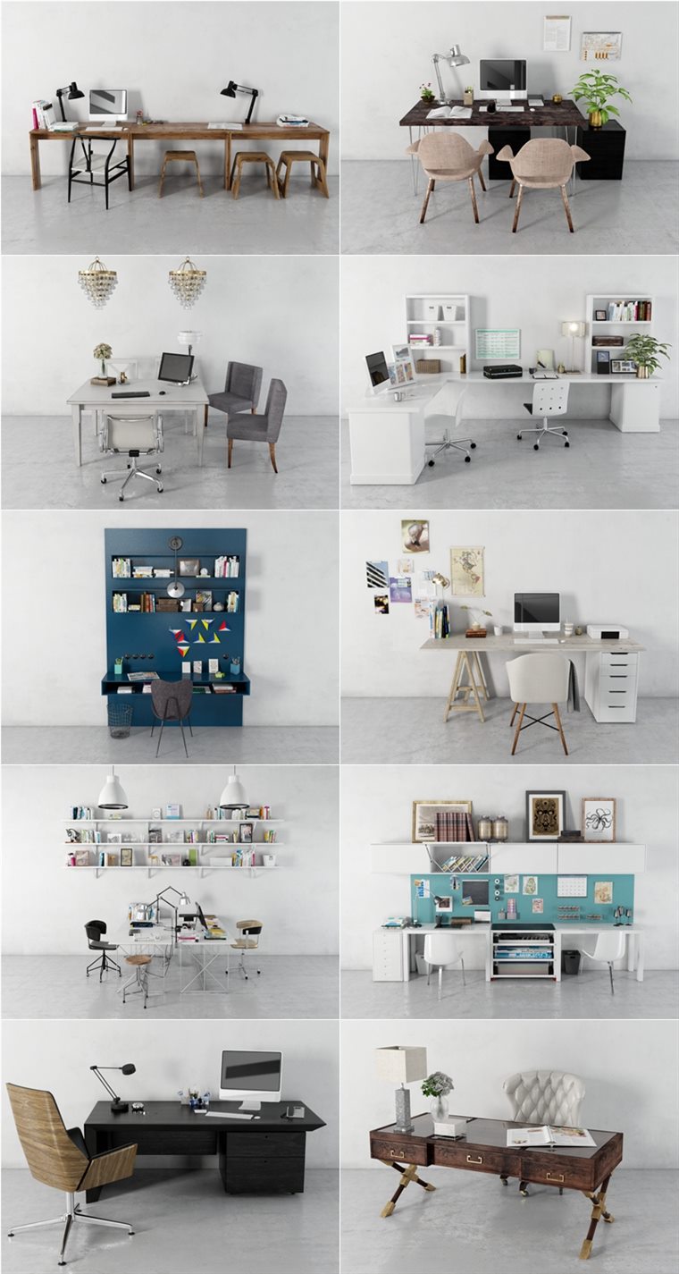 32个专业高度详办公家具3D模型 Evermotion - Archmodels Vol.185