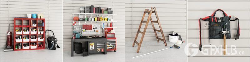 44个专业高度详细的车间和花园设备3D模型 Evermotion – Archmodels vol. 222