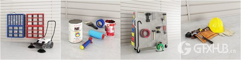 44个专业高度详细的车间和花园设备3D模型 Evermotion – Archmodels vol. 222