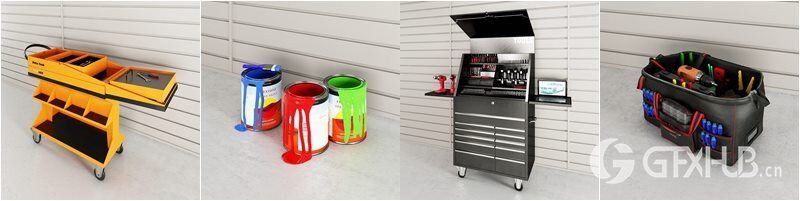 44个专业高度详细的车间和花园设备3D模型 Evermotion – Archmodels vol. 222