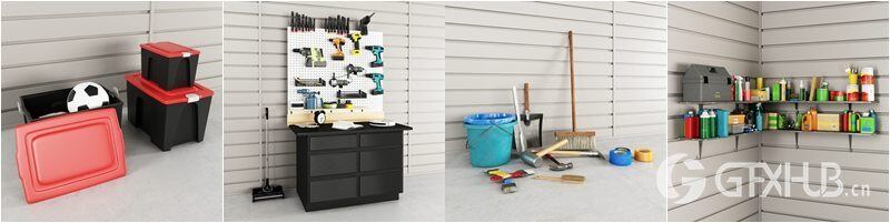 44个专业高度详细的车间和花园设备3D模型 Evermotion – Archmodels vol. 222