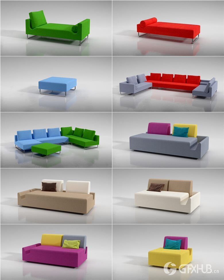 134个专业高品质组合沙发3D模型 Evermotion – Archmodels Vol.129
