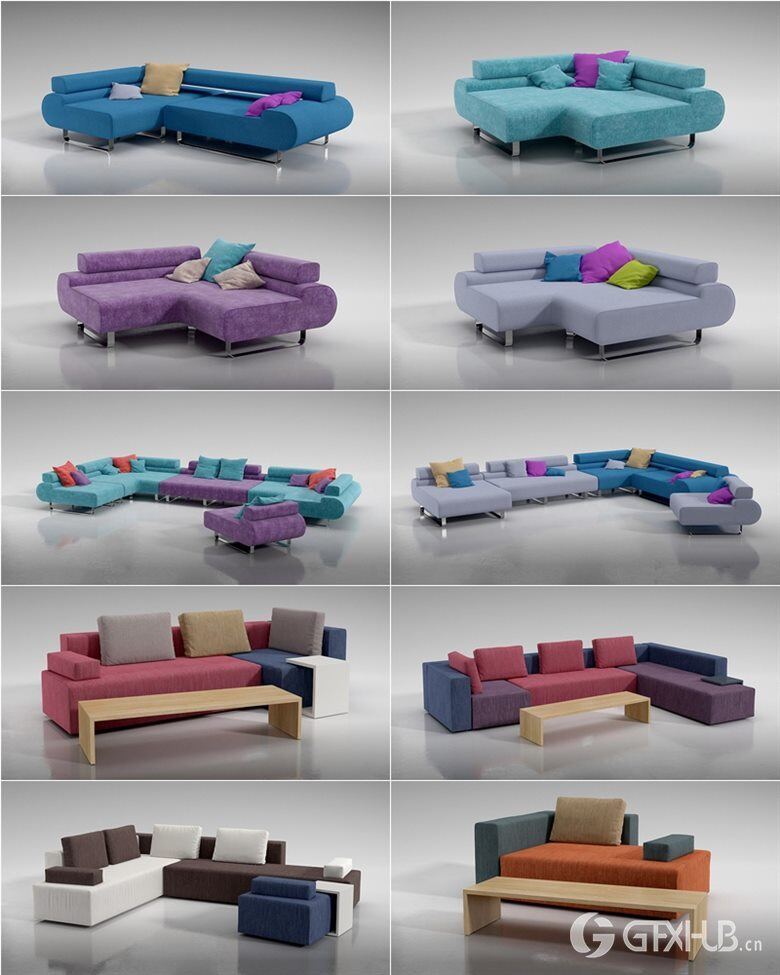 134个专业高品质组合沙发3D模型 Evermotion – Archmodels Vol.129