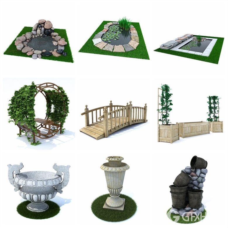 59个高度详细的园林元素3D模型 Evermotion – Archmodels Vol.105