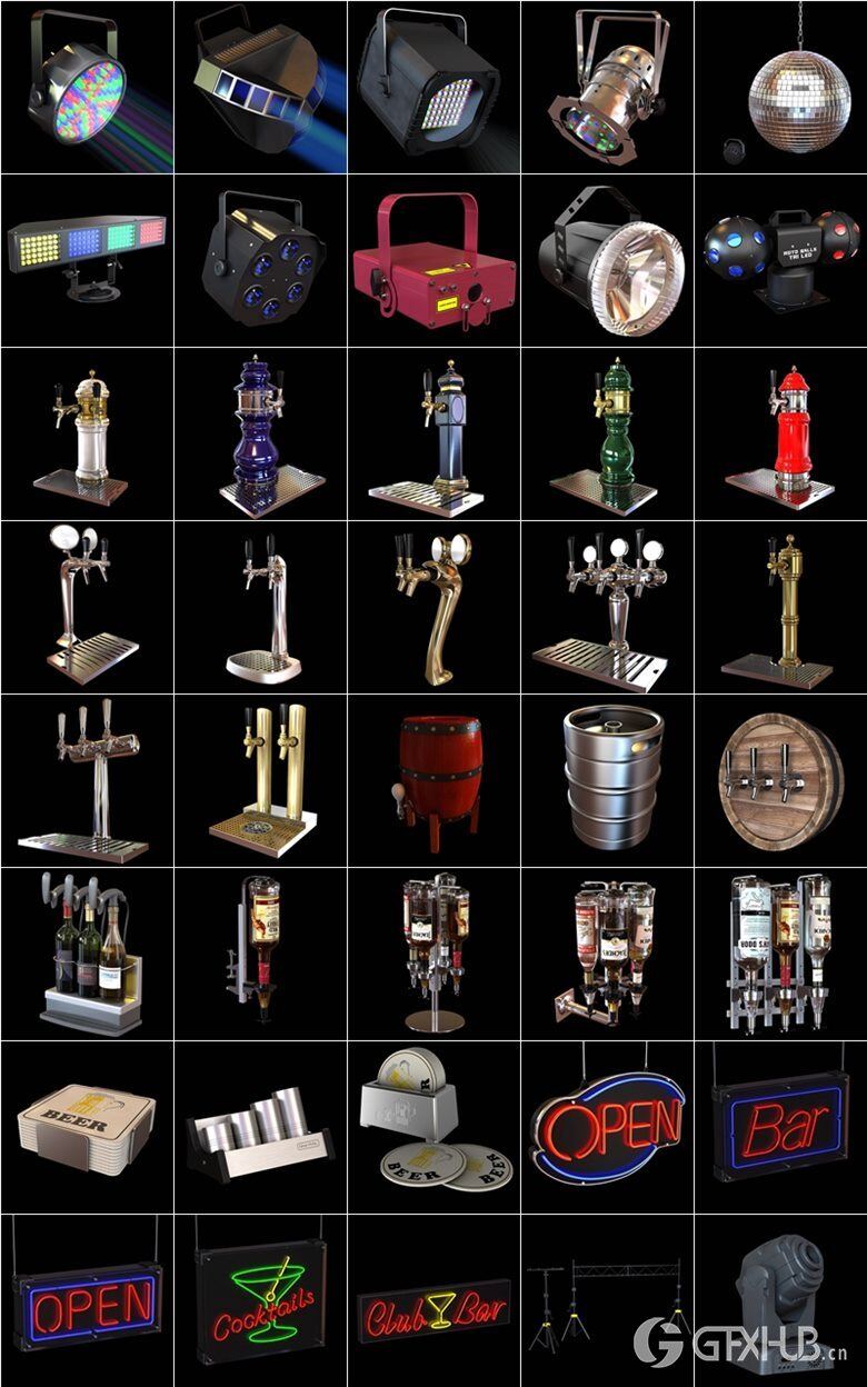 62种高度详细夜总会设备3D模型 Evermotion – Archmodels Vol.104