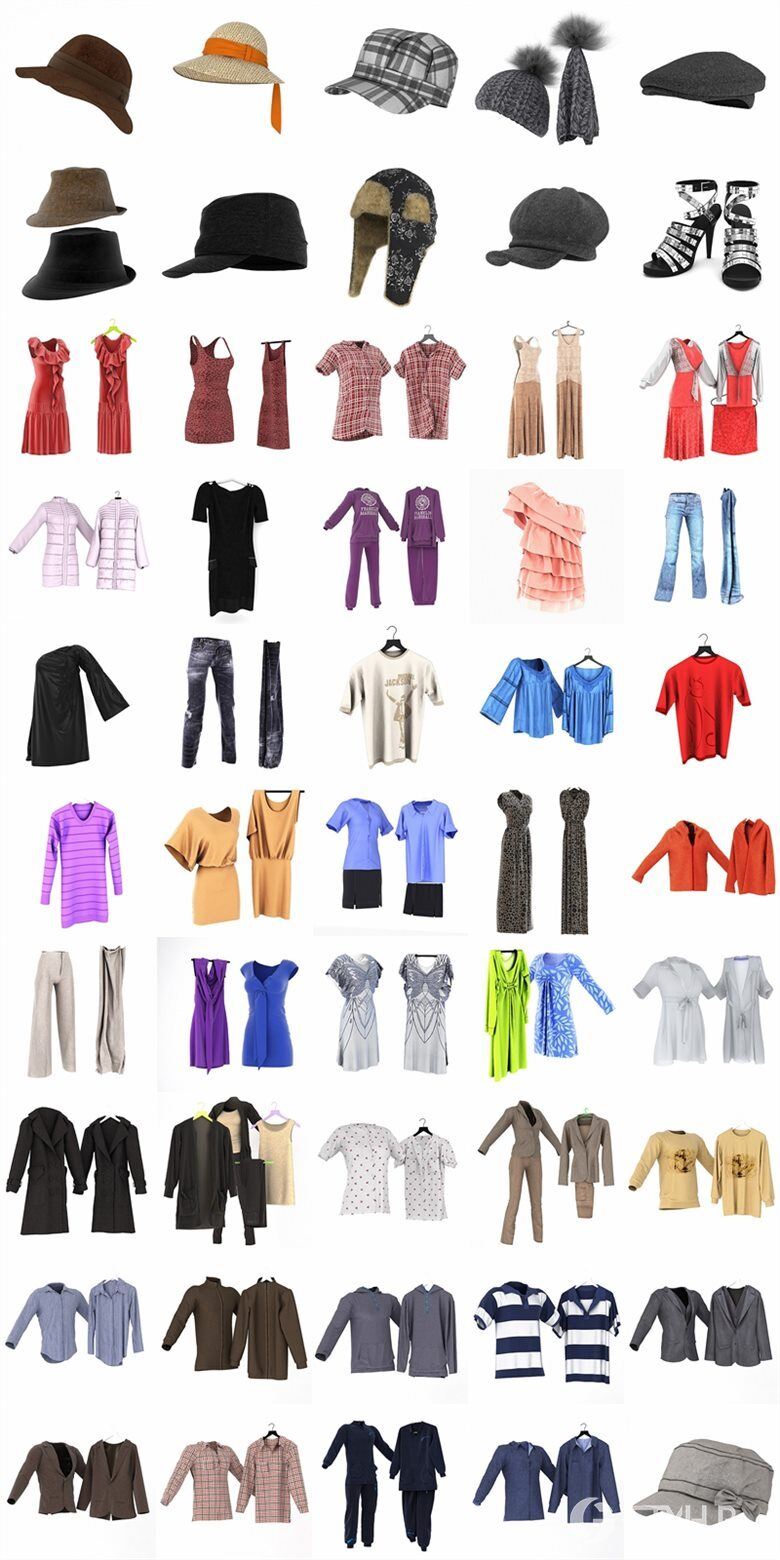 82种高度详细的衣服鞋子帽子地毯3D模型 Evermotion – Archmodels Vol.102