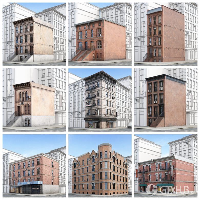 57个专业高度详细纽约风格建筑3D模型 Evermotion – Archmodels Vol. 215