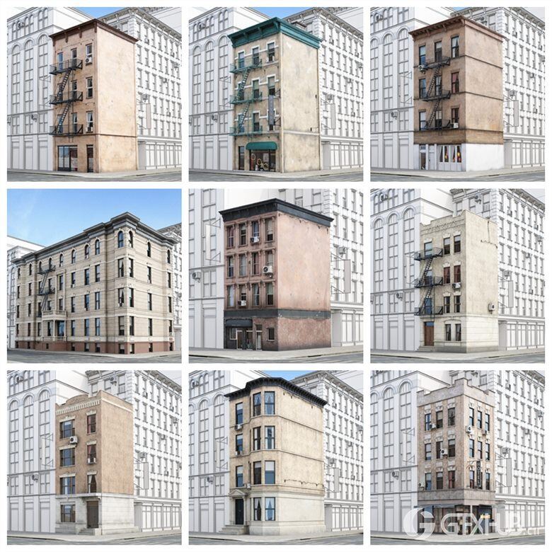 57个专业高度详细纽约风格建筑3D模型 Evermotion – Archmodels Vol. 215