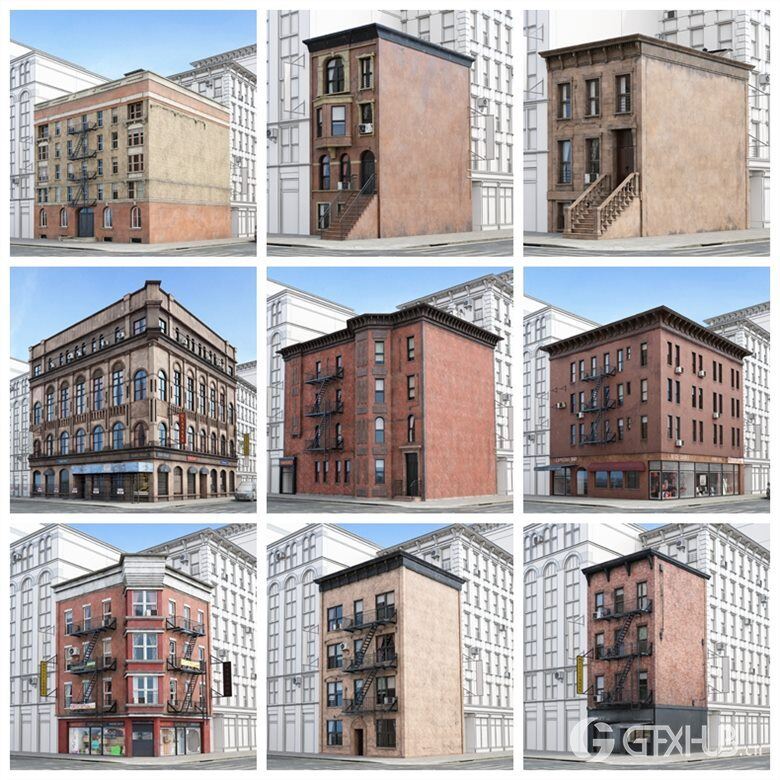 57个专业高度详细纽约风格建筑3D模型 Evermotion – Archmodels Vol. 215