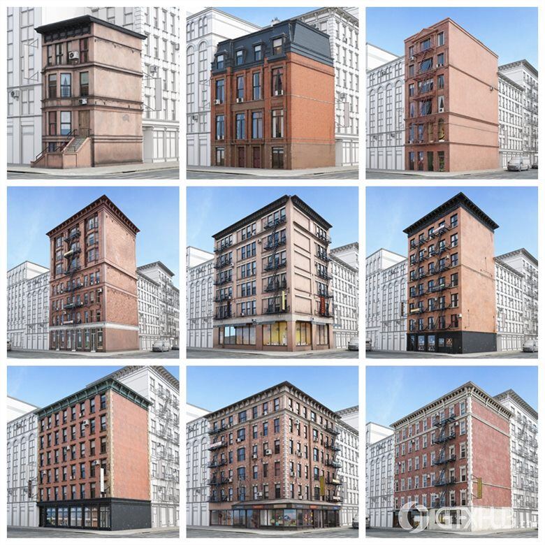 57个专业高度详细纽约风格建筑3D模型 Evermotion – Archmodels Vol. 215