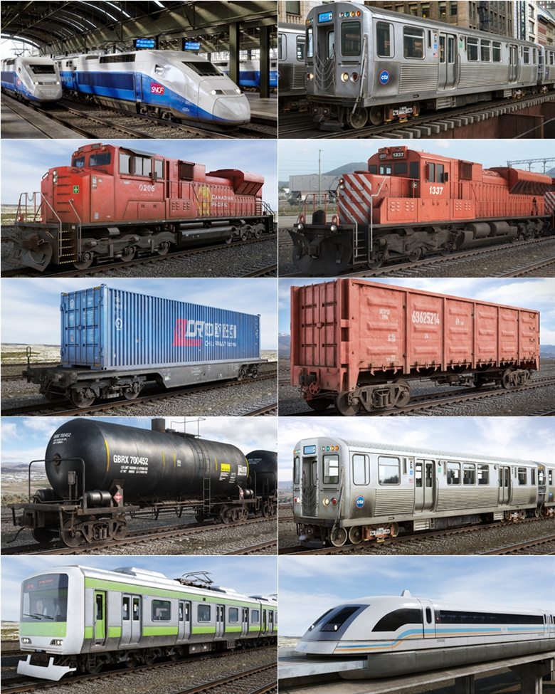 36 个专业高度详细火车、火车站、轨道和标志3D模型 Evermotion – Archmodels vol. 223