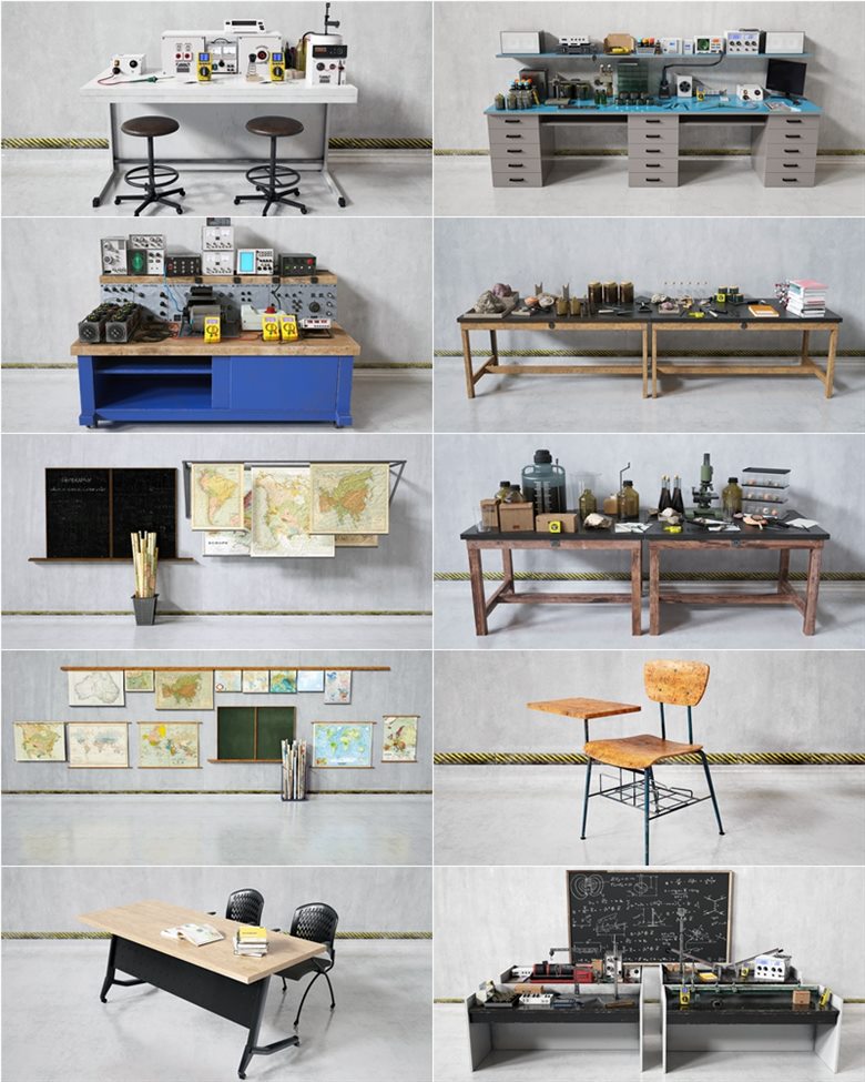21个教室和实验室设备3D模型 Evermotion - Archmodels Vol. 228