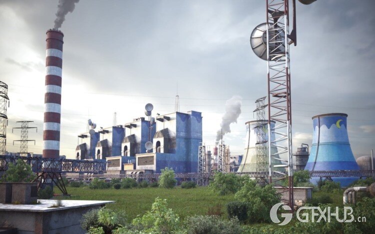 37个天线、能源杆、发电站和加油站3D模型 Evermotion - Archmodels Vol. 227