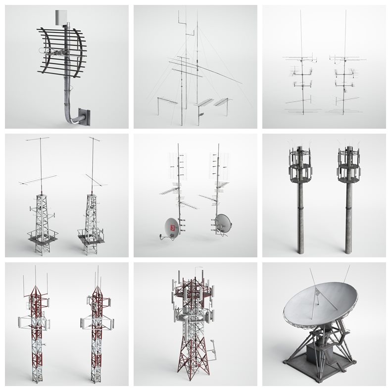 37个天线、能源杆、发电站和加油站3D模型 Evermotion - Archmodels Vol. 227