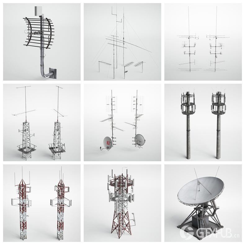 37个天线、能源杆、发电站和加油站3D模型 Evermotion - Archmodels Vol. 227