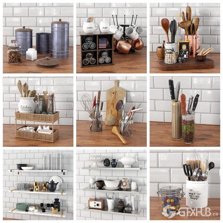 32个餐具、瓷器、罐子、盒子3D模型 Evermotion - Archmodels Vol. 231