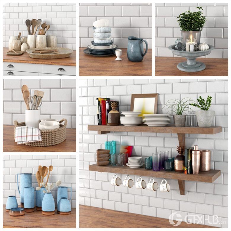 32个餐具、瓷器、罐子、盒子3D模型 Evermotion - Archmodels Vol. 231