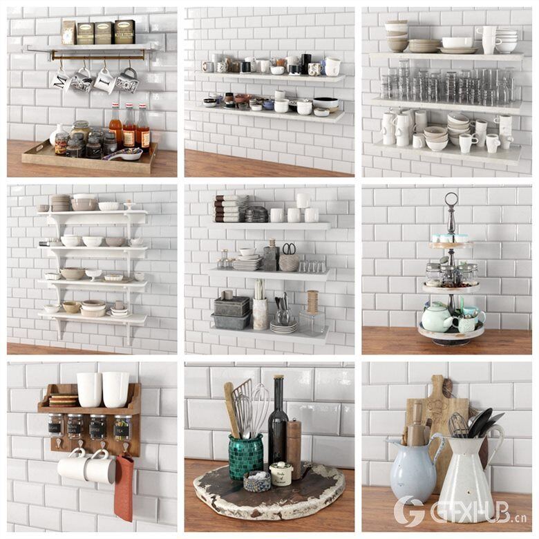 32个餐具、瓷器、罐子、盒子3D模型 Evermotion - Archmodels Vol. 231