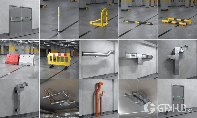 66 个灯光、电气设备、火灾报警器、空调、摄像头工业3D模型 Evermotion - Archmodels Vol. 218