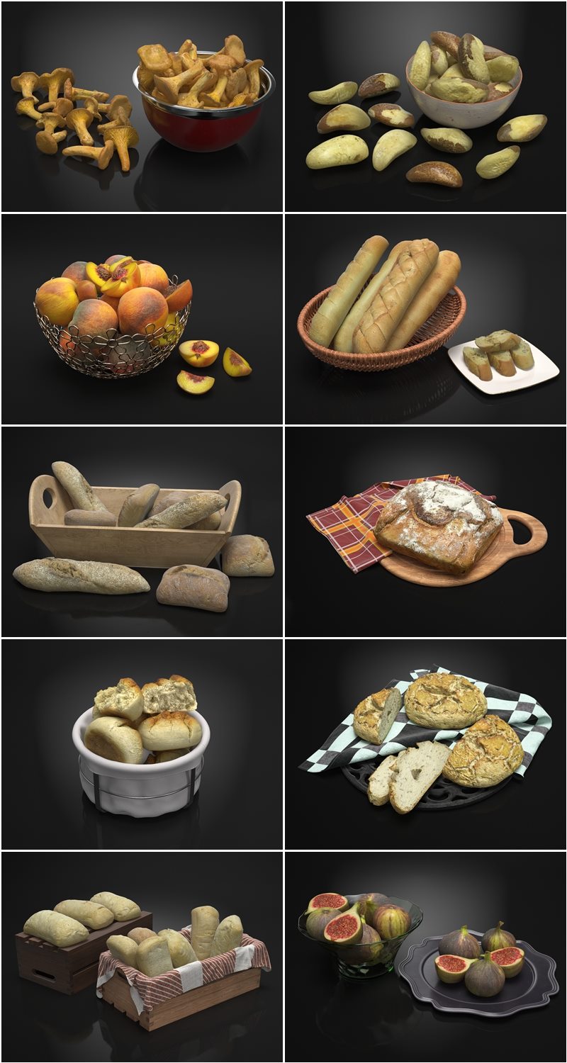 40个专业高品质3D扫描食品模型 Evermotion - Archmodels Vol. 224