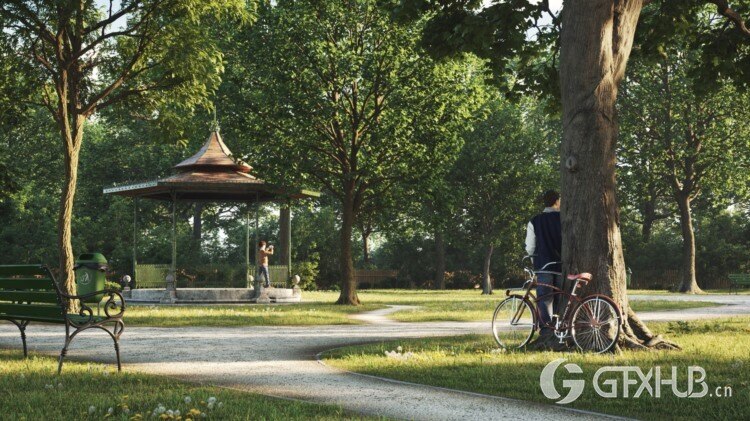 72个温带气候植物夏季和秋季乔木3D 模型 Evermotion – Archmodels vol. 250