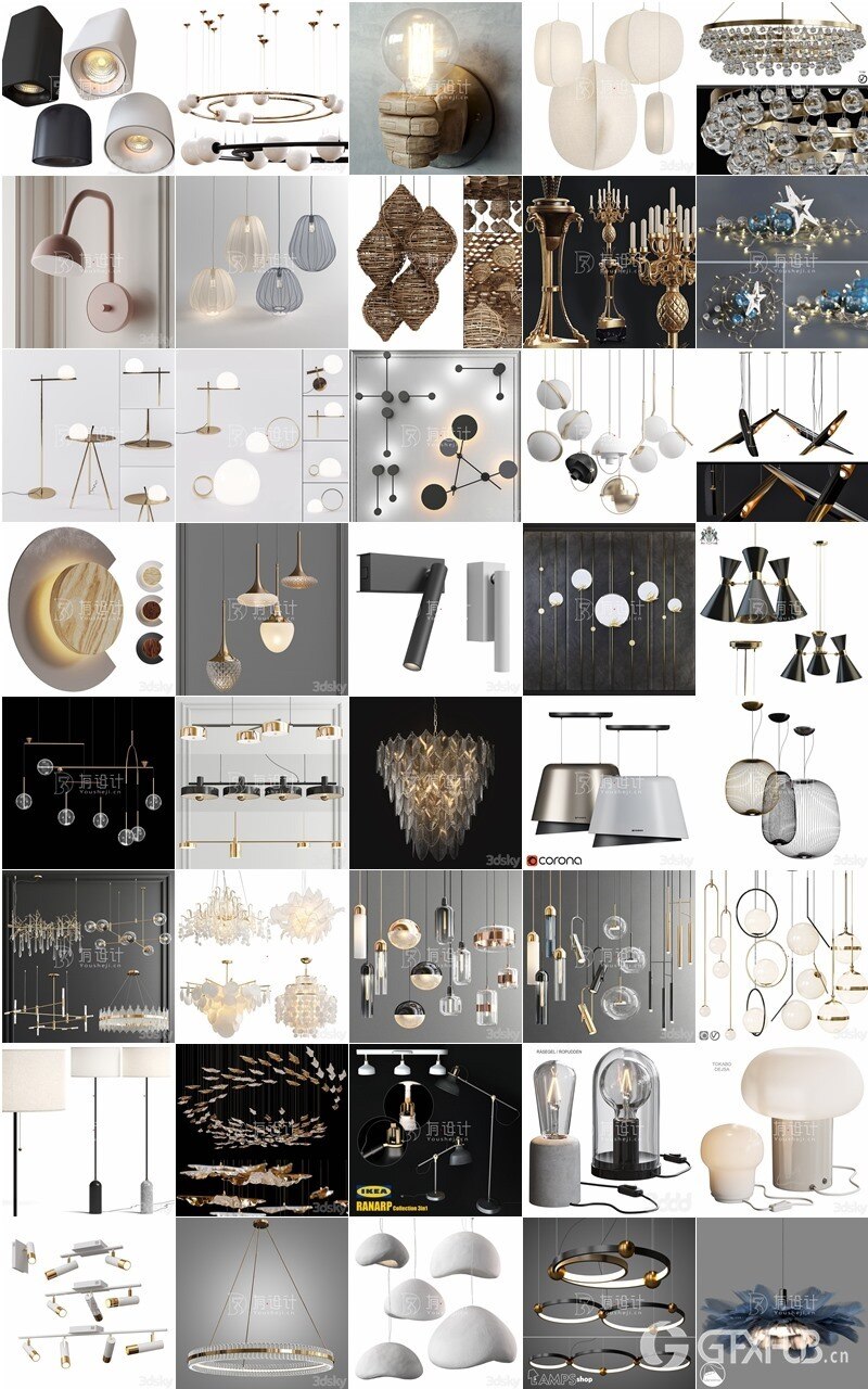 115套高精度灯具3D模型合集 3DSky PRO 115 Lamp 3D model collection