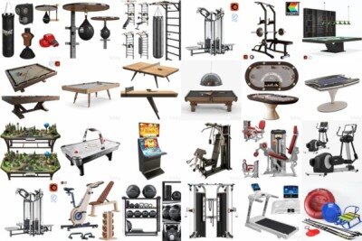 3DSky Pro 85套健身器械休闲娱乐儿童游乐设施3D模型