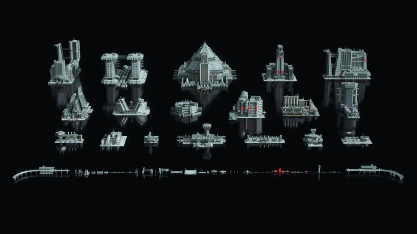 野兽派美学建筑未来科幻灰白高楼大厦3D模型 Kitbash3D - Brutalist 2055